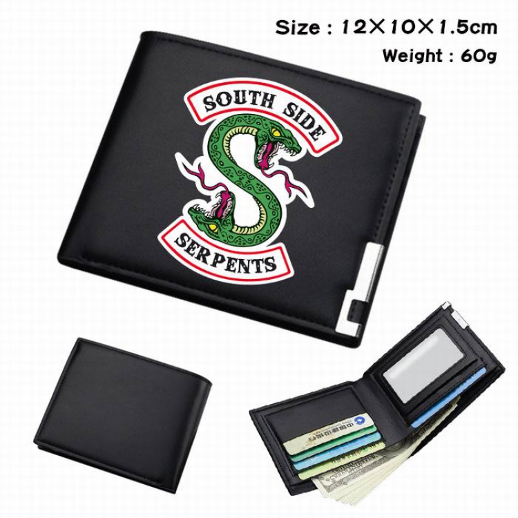 Riverdale-186 Black Anime Short Folding Leather Wallet 12X10X1.5CM 60G