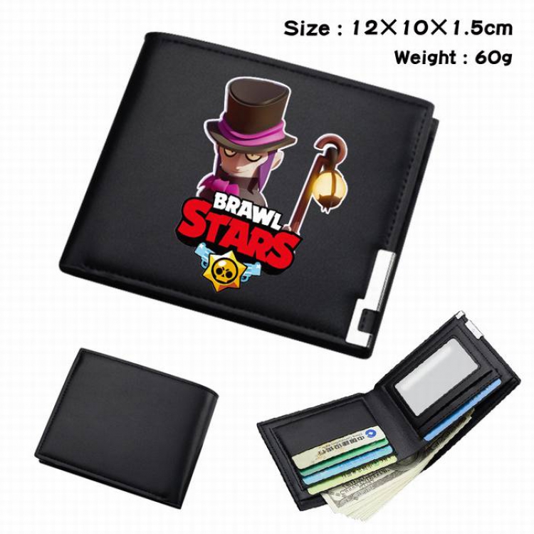 Brawl Stars-202 Black Anime Short Folding Leather Wallet 12X10X1.5CM 60G