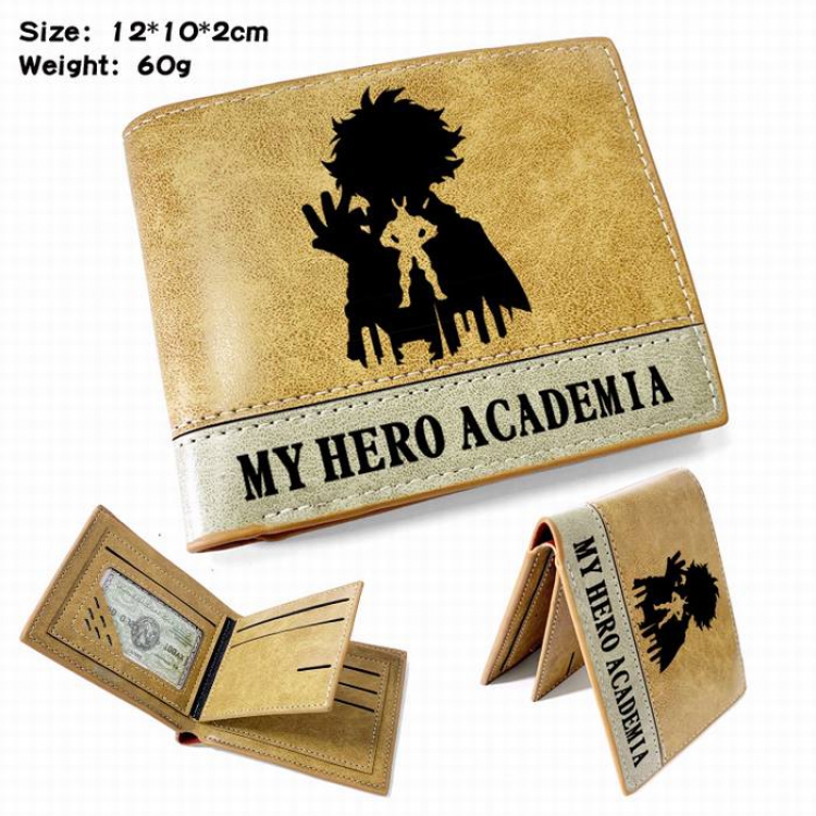 My Hero Academia-4 Anime high quality PU two fold embossed wallet 12X10X2CM 60G