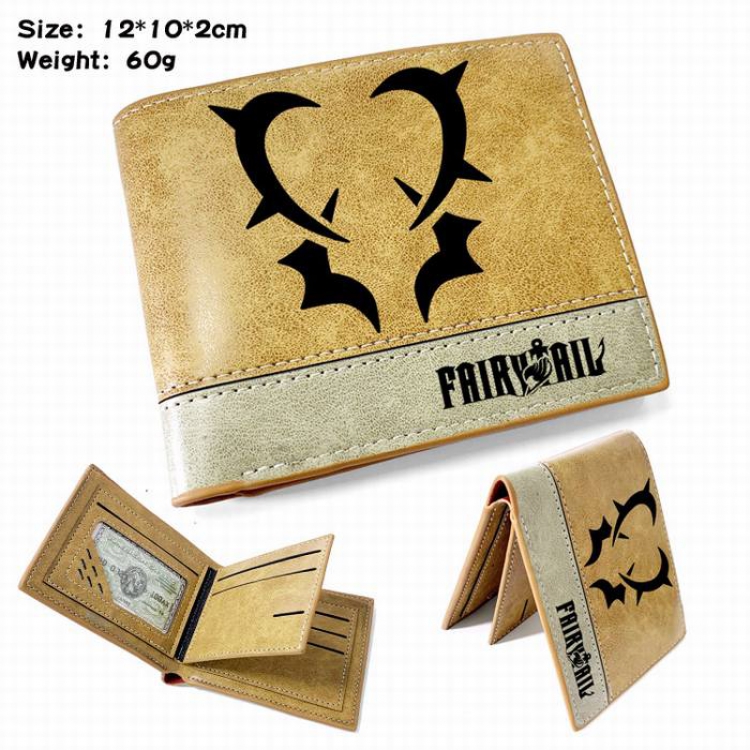 Fairy Tail-5 Anime high quality PU two fold embossed wallet 12X10X2CM 60G