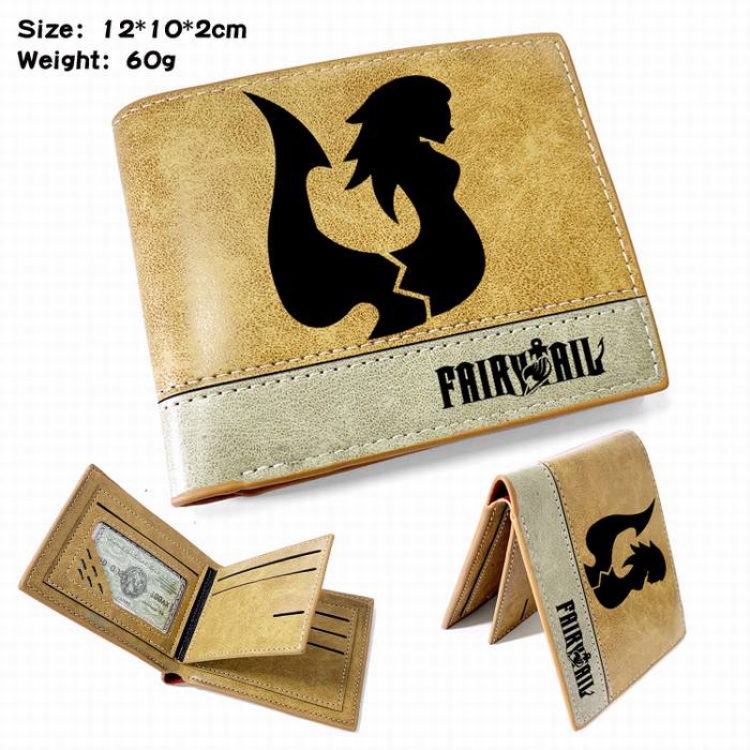 Fairy Tail-4 Anime high quality PU two fold embossed wallet 12X10X2CM 60G