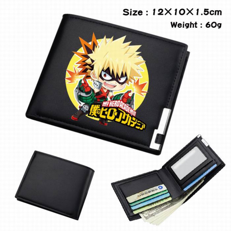 My Hero Academia-253 Black Anime Short Folding Leather Wallet 12X10X1.5CM 60G