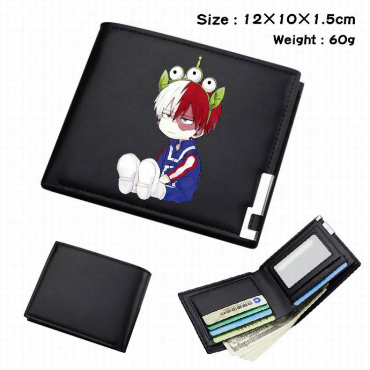 My Hero Academia-263 Black Anime Short Folding Leather Wallet 12X10X1.5CM 60G