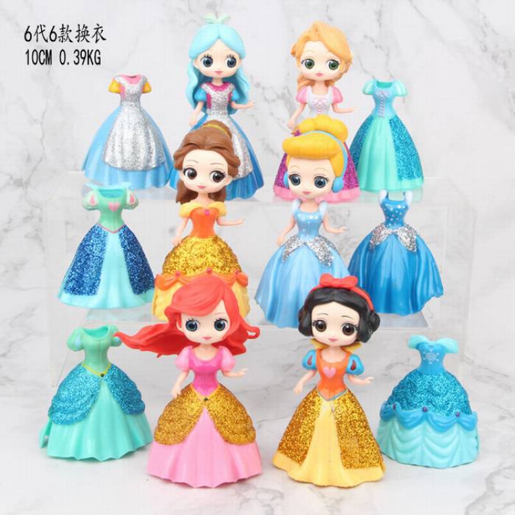 Disney Princess a set of six Changing clothes Bagged Figure Decoration Mode 10CM 0.39KG