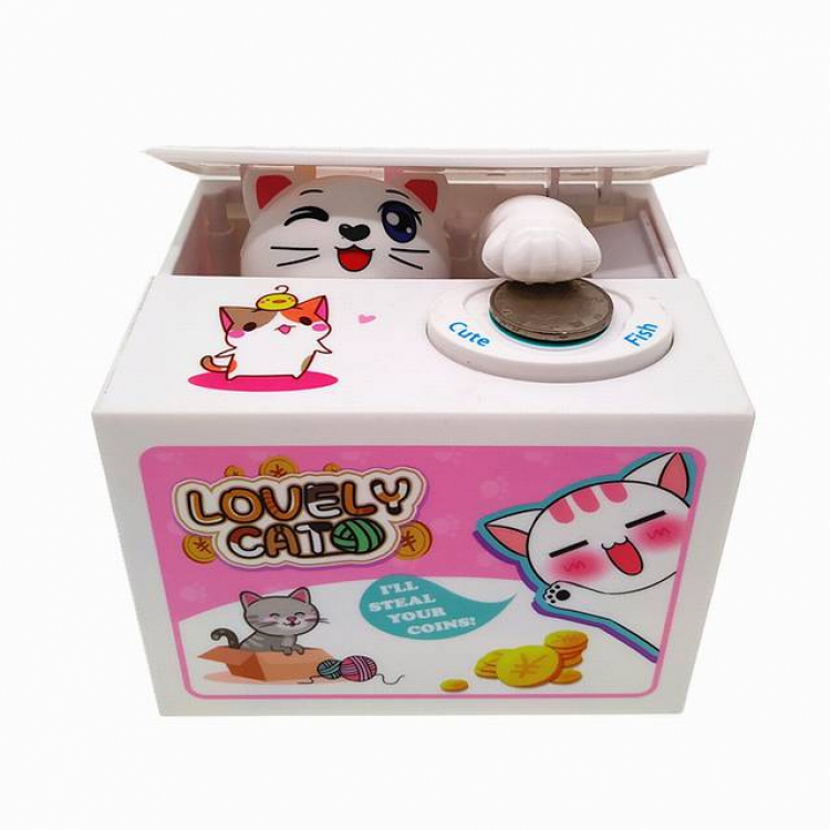 Cartoon cute stealing cat piggy bank (No battery) Style A Product Size:12X10X9CM Color box size:15X12.5X12.5CM 24KG