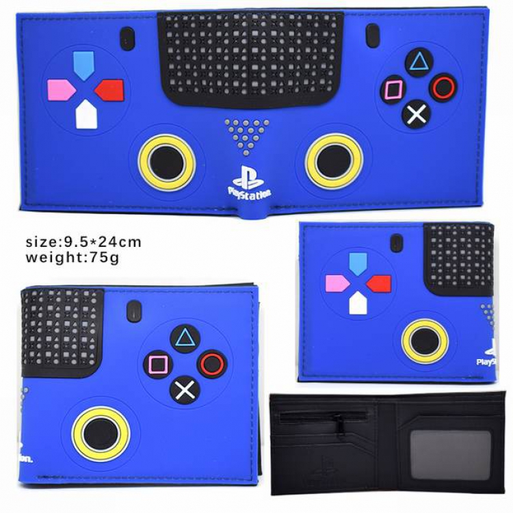Nintendo blue Short two fold pvc silicone wallet