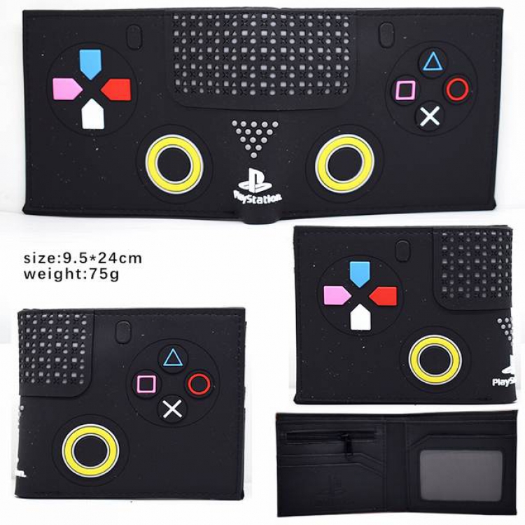 Nintendo black Short two fold pvc silicone wallet