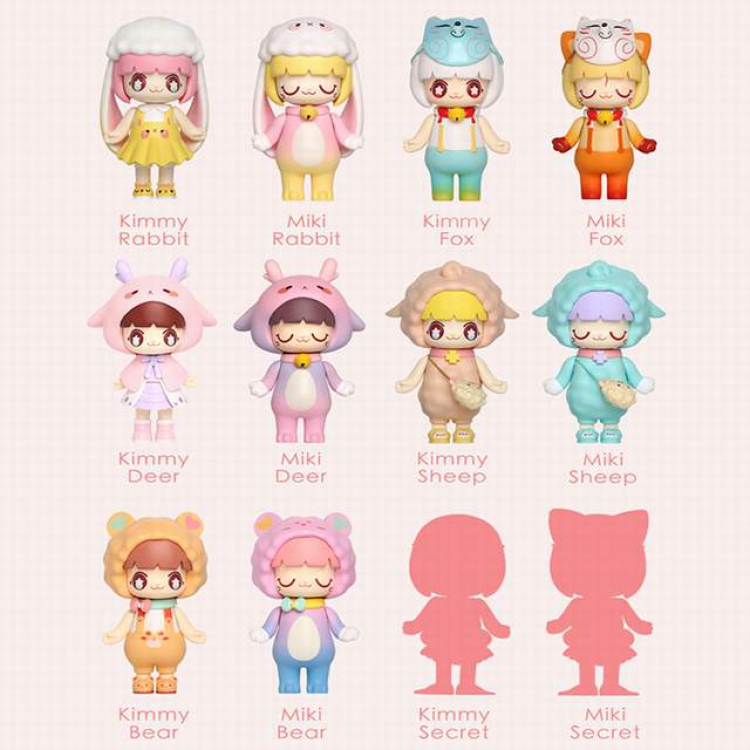 Kimmy and Miki Blind box Tide play catgirl doll Boxed Figure Decoration Model 80MM a box of 10