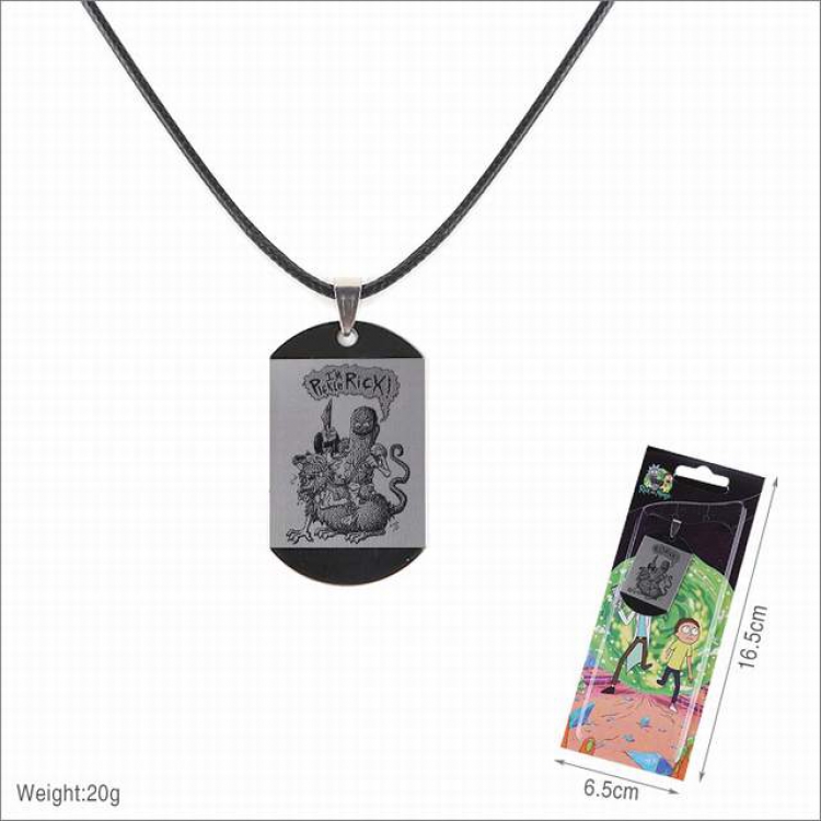 Rick and Morty Stainless steel medal Black sling necklace 16.5X6.5CM 20G price for 5 pcs