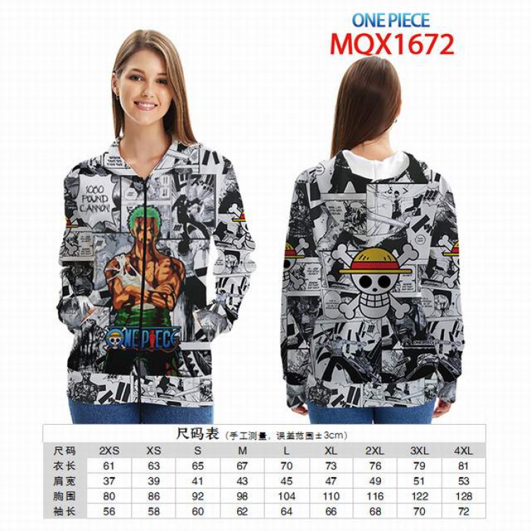 One Piece Full color zipper hooded Patch pocket Coat Hoodie 9 sizes from XXS to 4XL MQX 1672