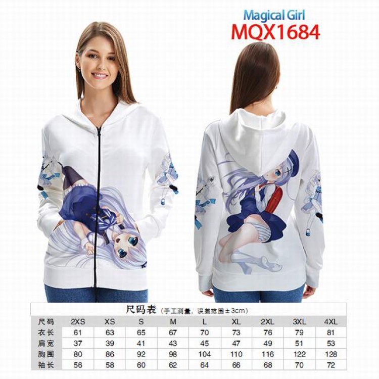 One Piece Full color zipper hooded Patch pocket Coat Hoodie 9 sizes from XXS to 4XL MQX 1684