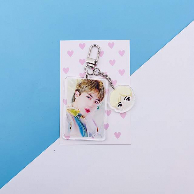 BTS JIN Cartoon character keychain pendant 7.5X11CM 18G a set price for 5 pcs