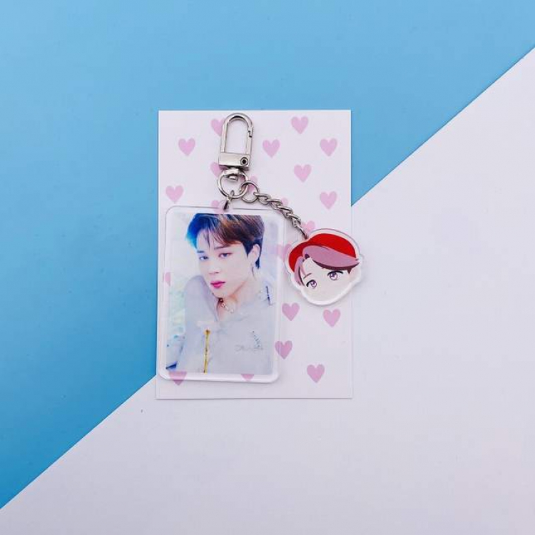 BTS JIMIN Cartoon character keychain pendant 7.5X11CM 18G a set price for 5 pcs