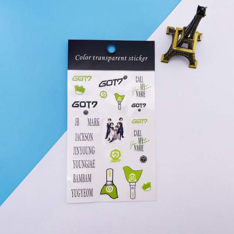 Got7 Cartoon hand account stickers transparent stickers 10X18CM 12G a set price for 10 pcs