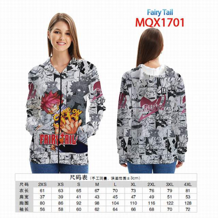 Fairy tail Full color zipper hooded Patch pocket Coat Hoodie 9 sizes from XXS to 4XL MQX 1701