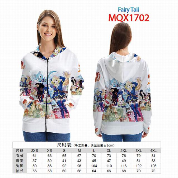 Fairy tail Full color zipper hooded Patch pocket Coat Hoodie 9 sizes from XXS to 4XL MQX 1702