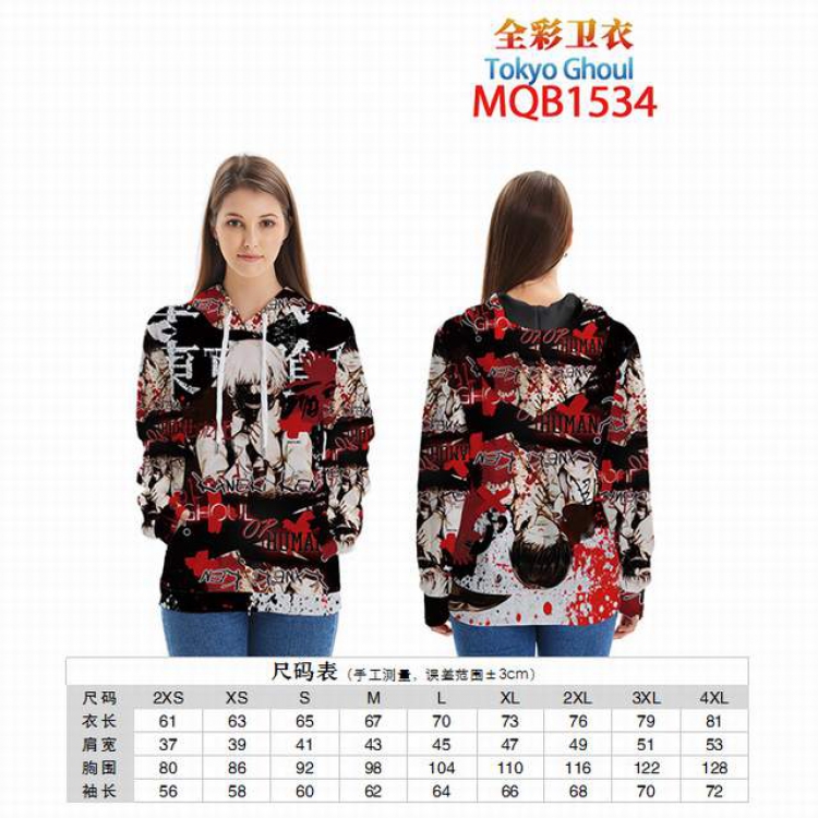 Tokyo Ghoul Full color zipper hooded Patch pocket Coat Hoodie 9 sizes from XXS to 4XL MQB1534