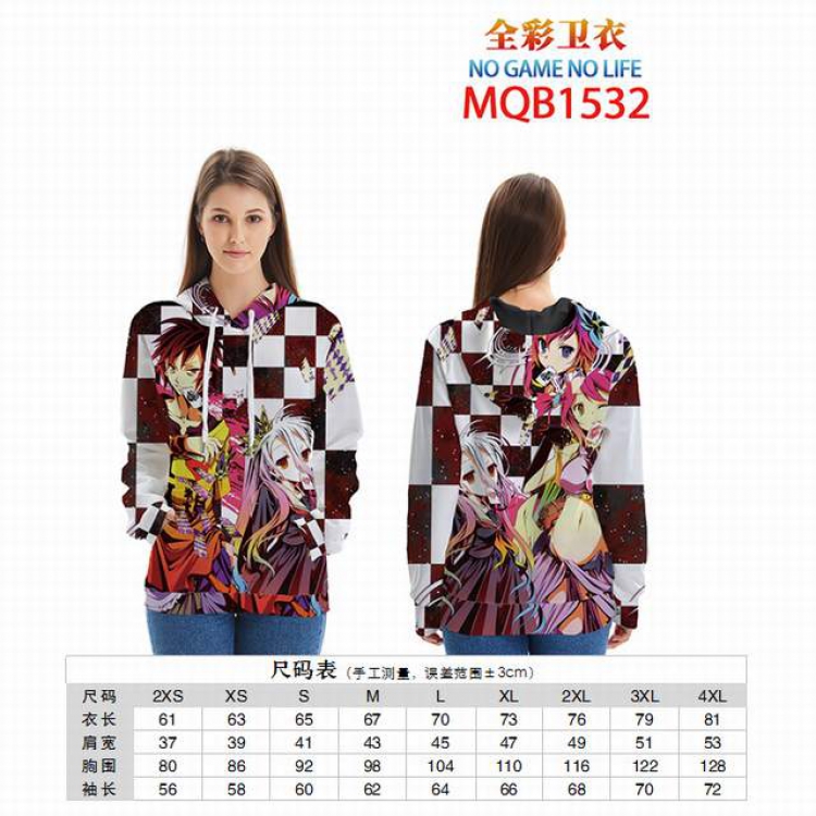 NO GAME NO LIFE Full color zipper hooded Patch pocket Coat Hoodie 9 sizes from XXS to 4XL MQB1532