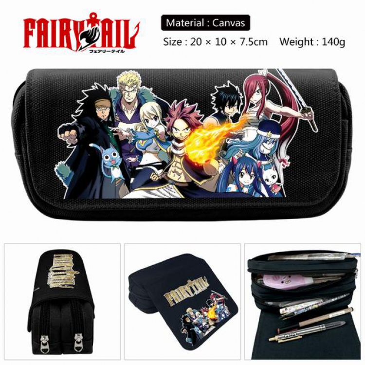 Fairy Tail Anime double layer multifunctional canvas pencil bag stationery box wallet 20X10X7.5CM 140G