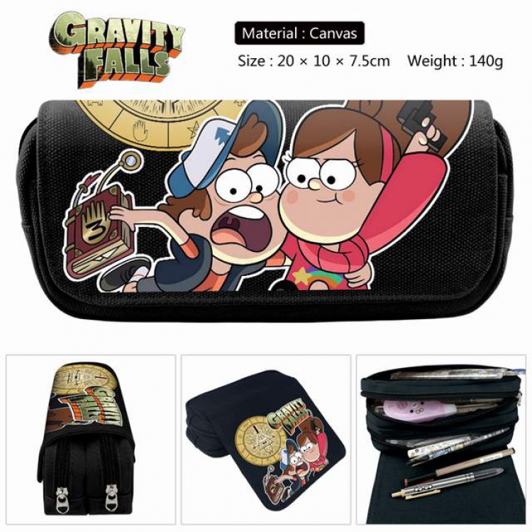 Gravity Falls  Anime double layer multifunctional canvas pencil bag stationery box wallet 20X10X7.5CM 140G