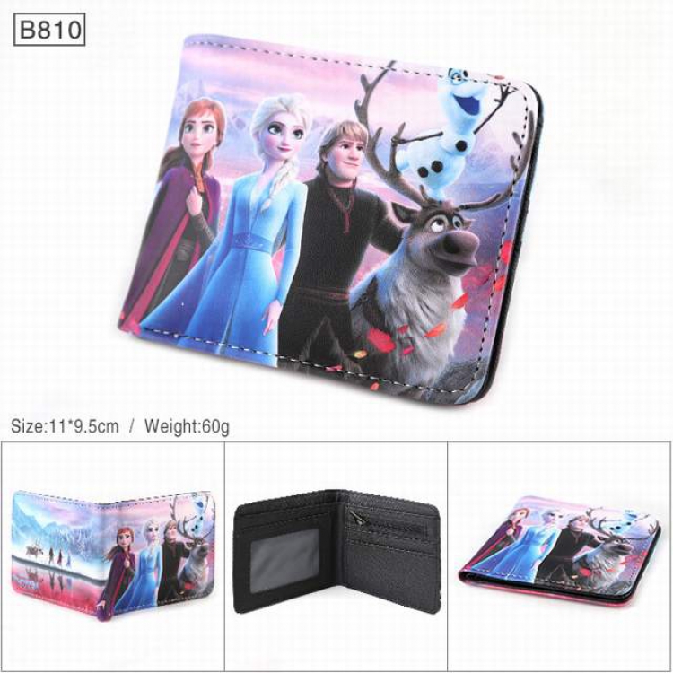 Frozen Full color PU twill two fold short wallet 11X9.5CM 60G-B810