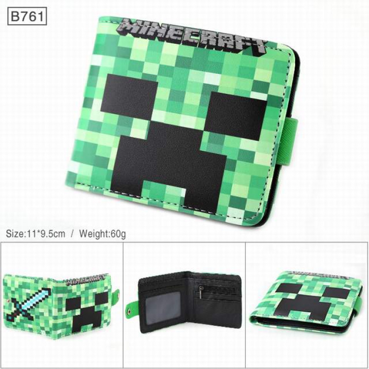 Minecraft Full color PU twill two fold short wallet 11X9.5CM 60G-B761