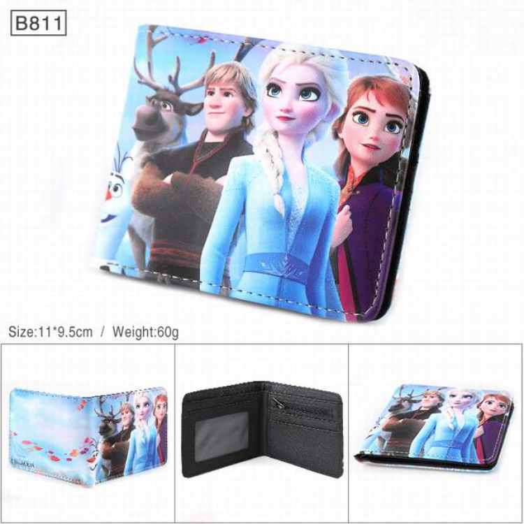 Frozen Full color PU twill two fold short wallet 11X9.5CM 60G-B811
