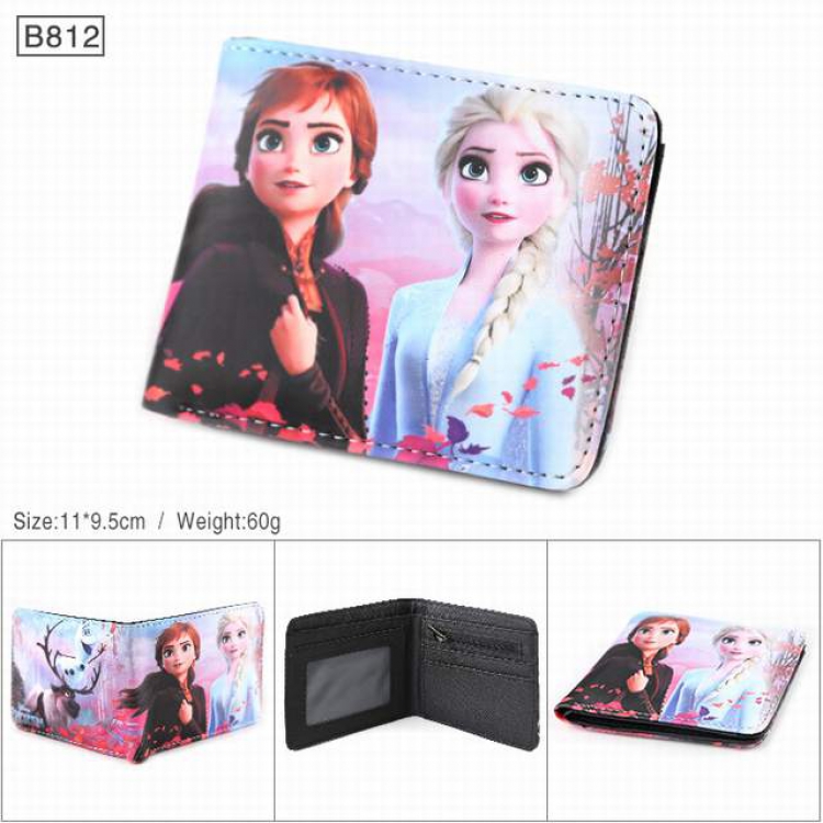 Frozen Full color PU twill two fold short wallet 11X9.5CM 60G-B812