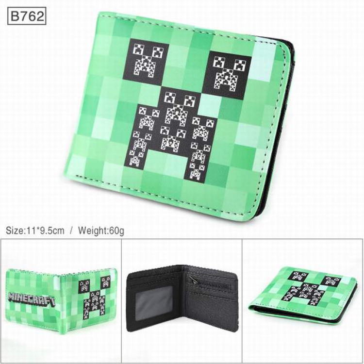 Minecraft Full color PU twill two fold short wallet 11X9.5CM 60G-B762