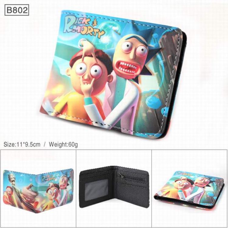 Rick and Morty Full color PU twill two fold short wallet 11X9.5CM 60G-B802