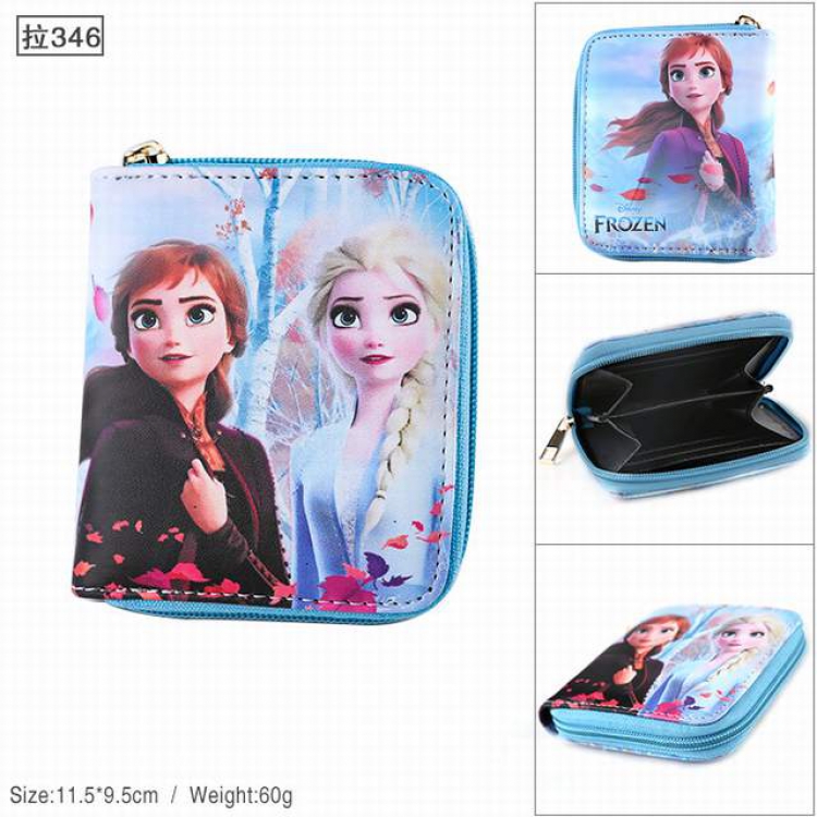 Frozen 346 PU twill two-fold zipper short wallet