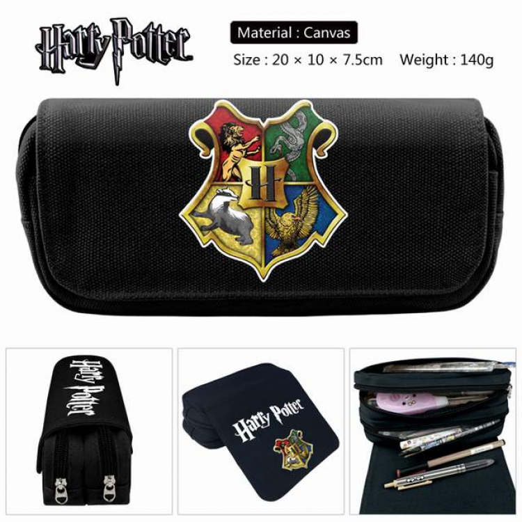 Harry Potter Anime double layer multifunctional canvas pencil bag stationery box wallet 20X10X7.5CM 140G Style K