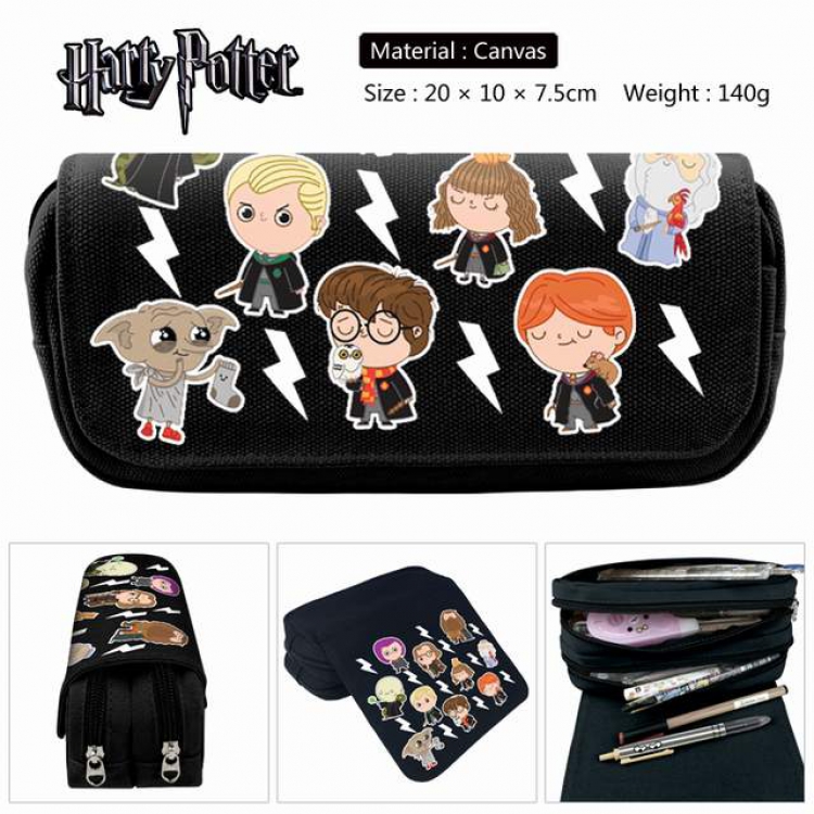 Harry Potter Anime double layer multifunctional canvas pencil bag stationery box wallet 20X10X7.5CM 140G Style J
