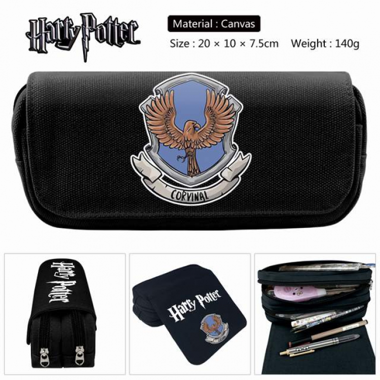 Harry Potter Anime double layer multifunctional canvas pencil bag stationery box wallet 20X10X7.5CM 140G Style A