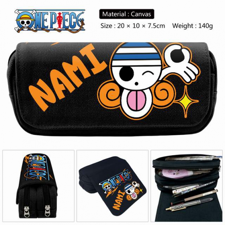 One Piece Burukku Anime double layer multifunctional canvas pencil bag stationery box wallet 20X10X7.5CM 140G Style I