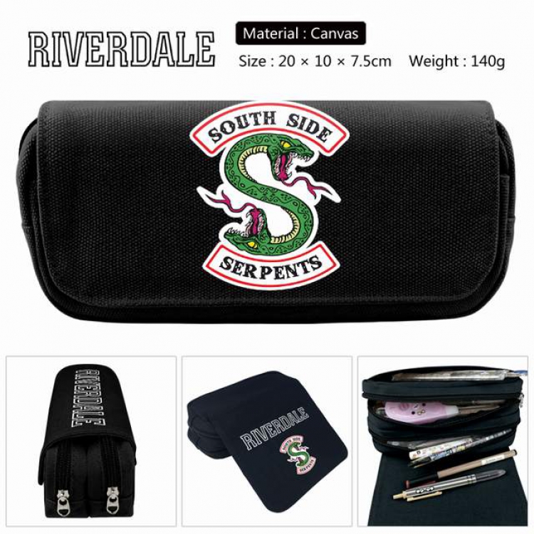 Riverdale Anime double layer multifunctional canvas pencil bag stationery box wallet 20X10X7.5CM 140G Style C