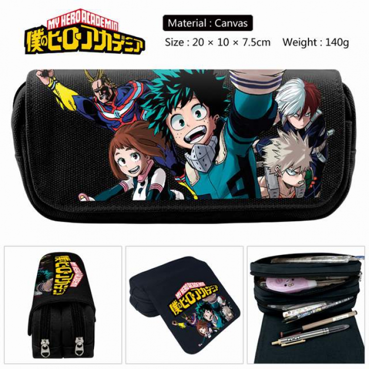 My Hero Academia Anime double layer multifunctional canvas pencil bag stationery box wallet 20X10X7.5CM 140G