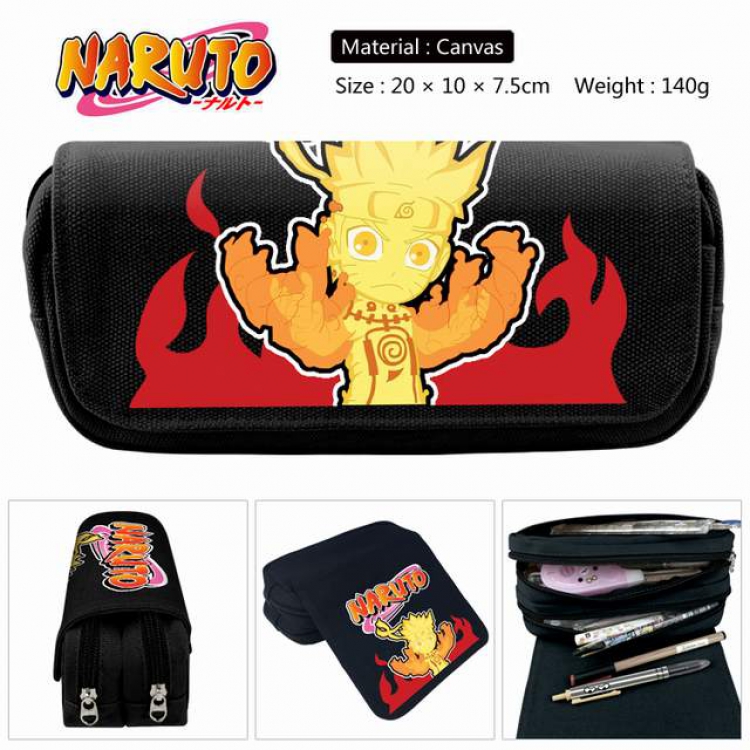 Naruto Anime double layer multifunctional canvas pencil bag stationery box wallet 20X10X7.5CM 140G Style D