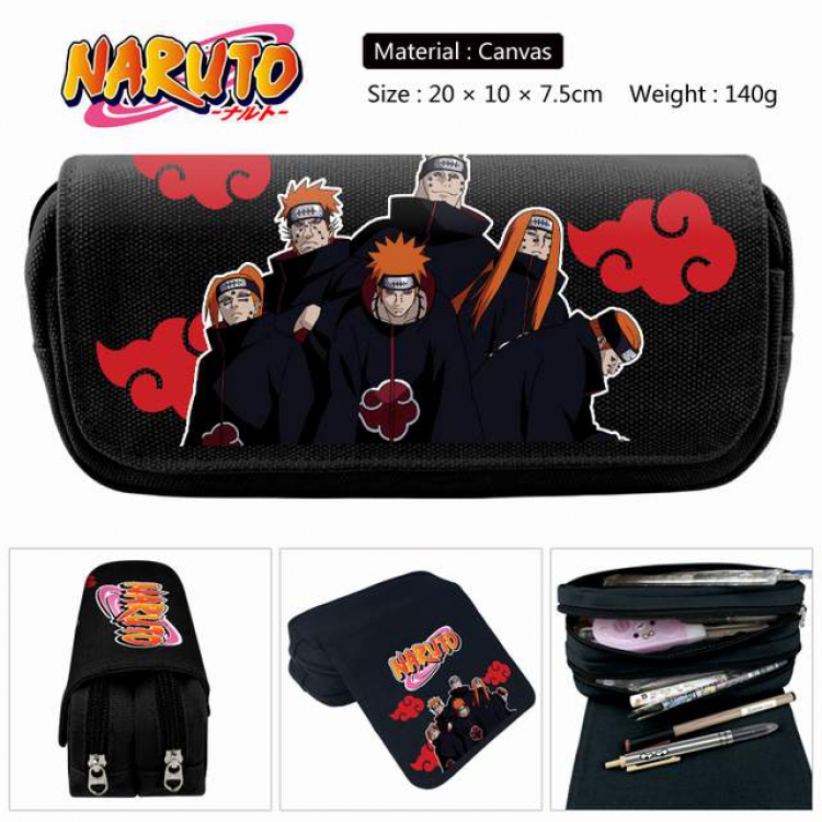 Naruto Anime double layer multifunctional canvas pencil bag stationery box wallet 20X10X7.5CM 140G Style C
