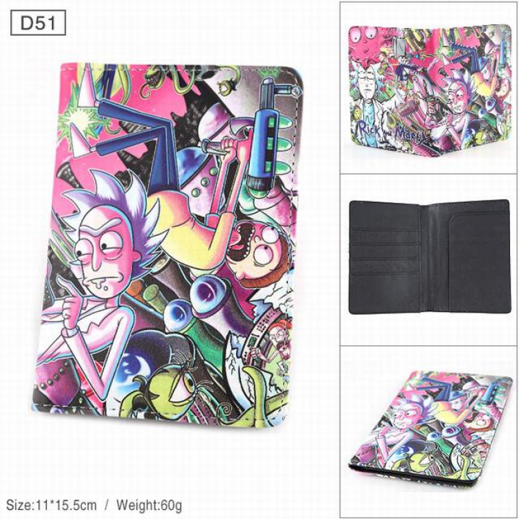 Rick and Morty Full Color PU leather multi-function travel ticket holder passport protector D51