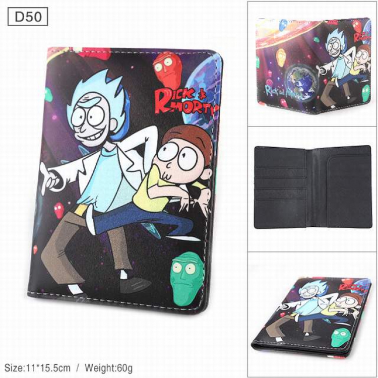 Rick and Morty Full Color PU leather multi-function travel ticket holder passport protector D50