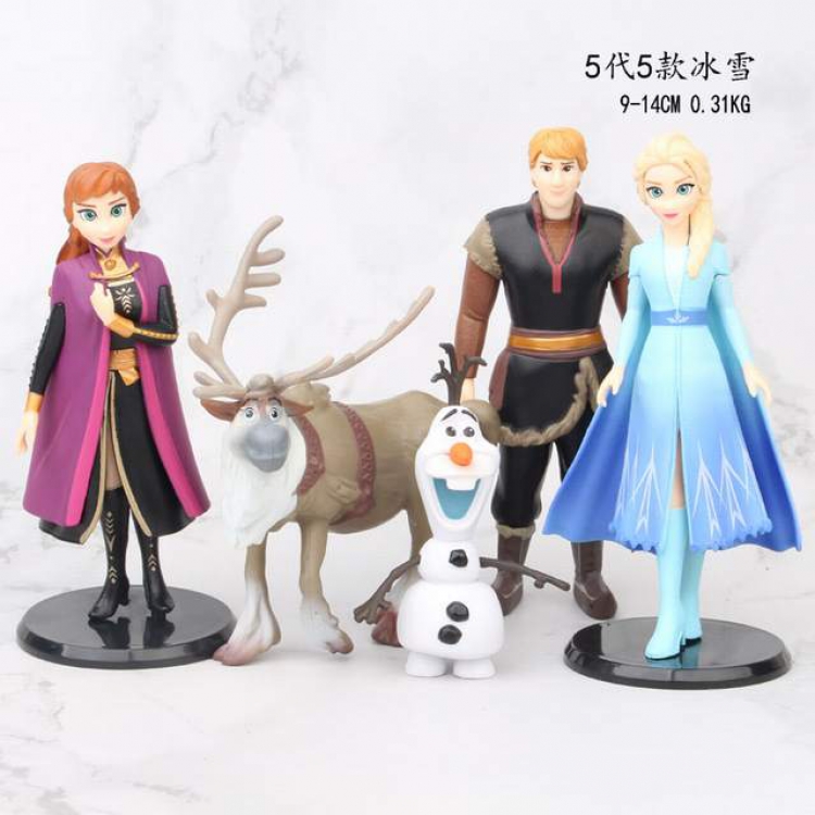 Frozen a set of 5 Bagged Figure Decoration Model 9-14CM 0.31KG a box of 100 set