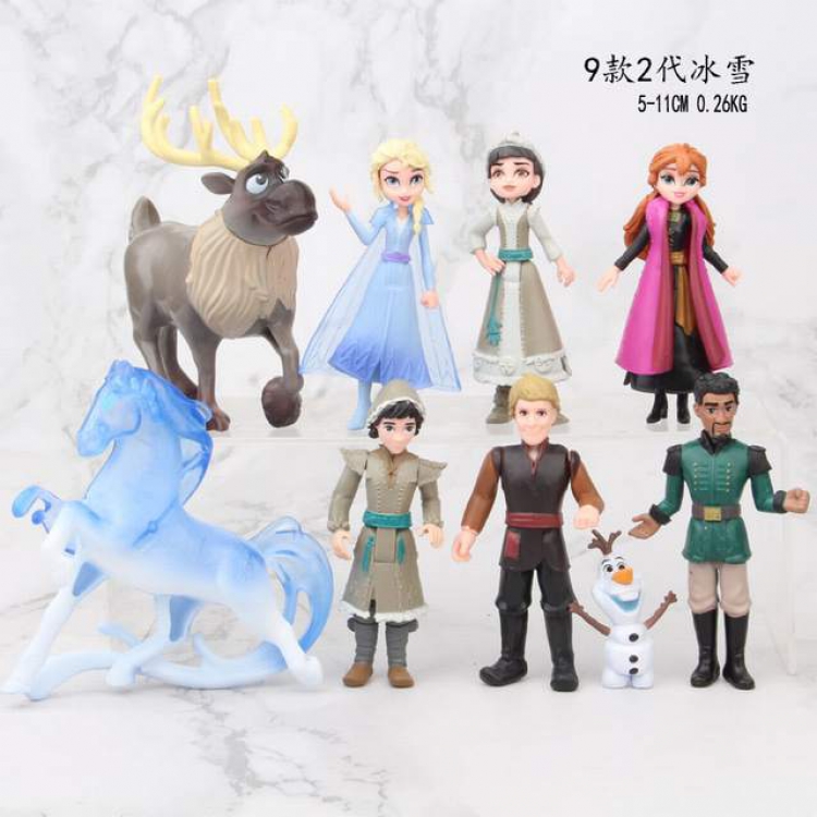 Frozen a set of 9 Bagged Figure Decoration Model 5-11CM 0.26KG a box of 100 set