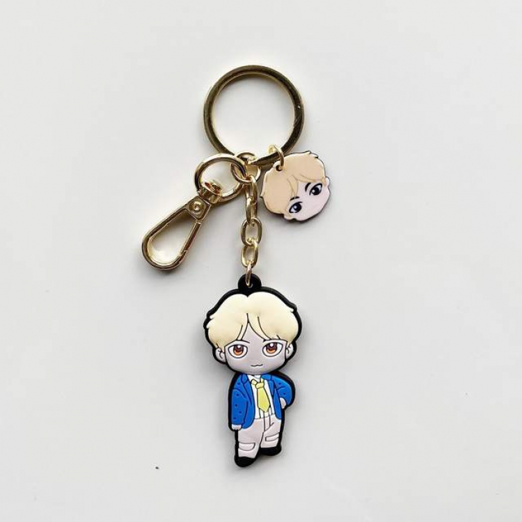 BTS JIN Cartoon Double-sided Soft Keychain Pendant  5X5.5CM 20G a set price for 5 pcs