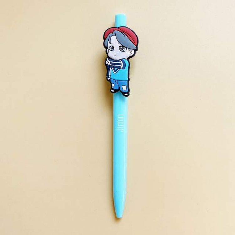 BTS JIMIN Cute cartoon ballpoint pen 0.7MM black refill 14CM about 8G a set price for 5 pcs