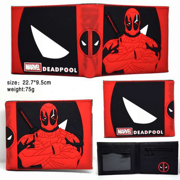 Deadpool Short Bi-Fold PVC Silicone Wallet 22.7X9.5CM 75G