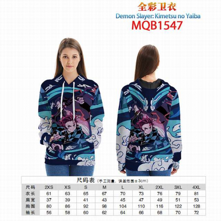 Demon Slayer Kimets Full color zipper hooded Patch pocket Coat Hoodie 9 sizes from XXS to 4XL MQB1547