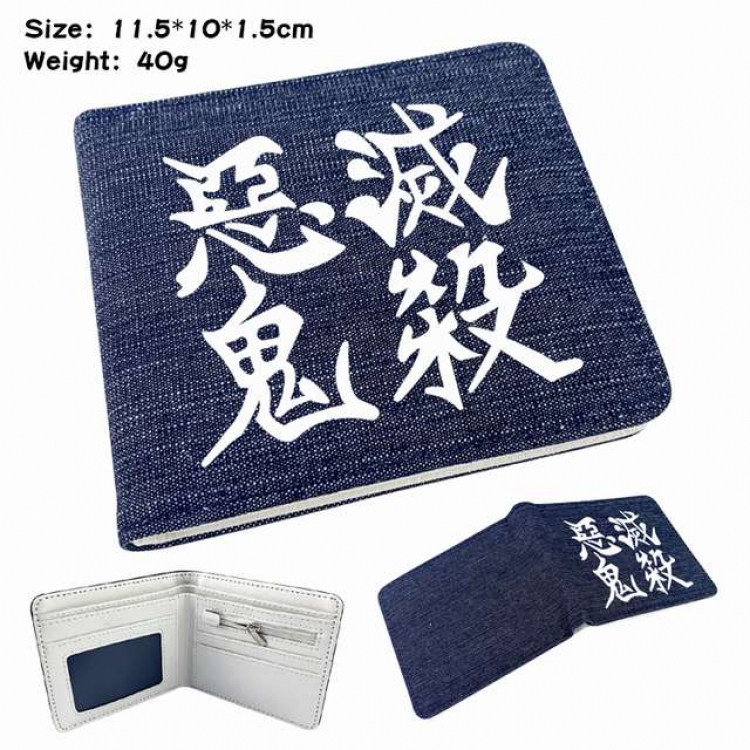Demon Slayer Kimets Anime Printed denim color picture bi-fold wallet 11.5X10X1.5CM 40G Style H