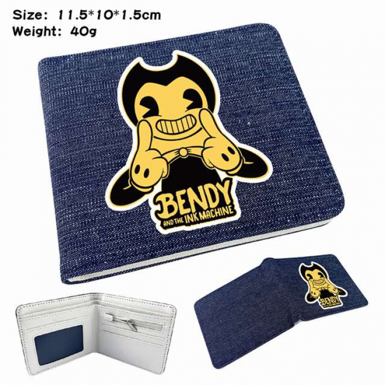 Bendy and ink machin Anime Printed denim color picture bi-fold wallet 11.5X10X1.5CM 40G Style E