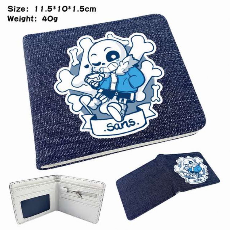 Undertale Anime Printed denim color picture bi-fold wallet 11.5X10X1.5CM 40G